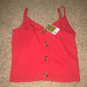 Red Crop Top With Buttons